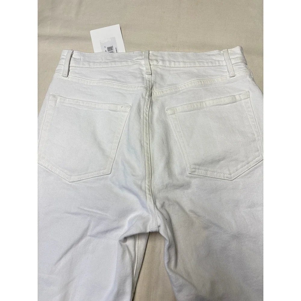 NWT FRAME Le Vintage Bermuda White Denim Shorts Raw Hem Blanc Womens Size 27X11